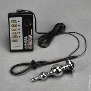 Прибор для электросекса с анальной пробкой и кольцом на пенис Прибор для электросекса с анальной пробкой и кольцом на пенис