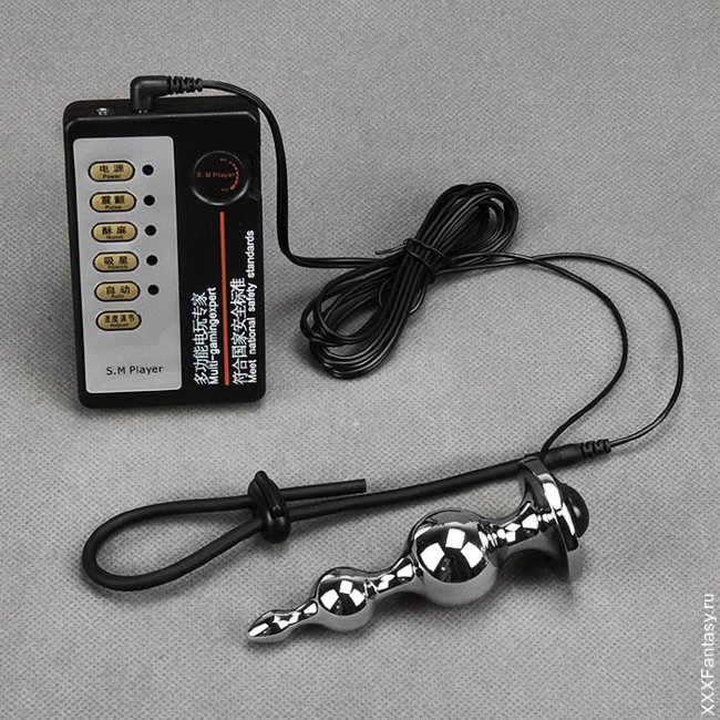 Прибор для электросекса с анальной пробкой и кольцом на пенис Прибор для электросекса с анальной пробкой и кольцом на пенис