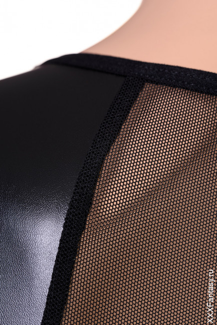 Мини платье wetlook с прозрачными вставками Мини платье wetlook с прозрачными вставками