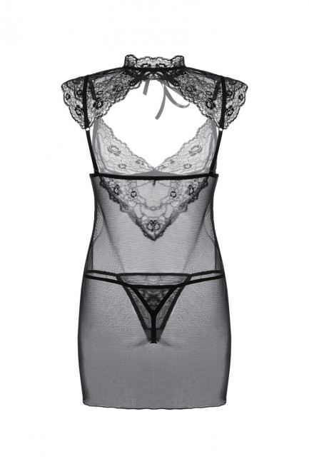 Прозрачное мини платье с кружевным лифом Прозрачное мини платье с кружевным лифом