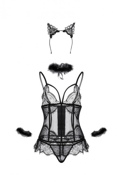 Сексуальный комплект белья с ушками и корсетом Сексуальный комплект белья с ушками и корсетом