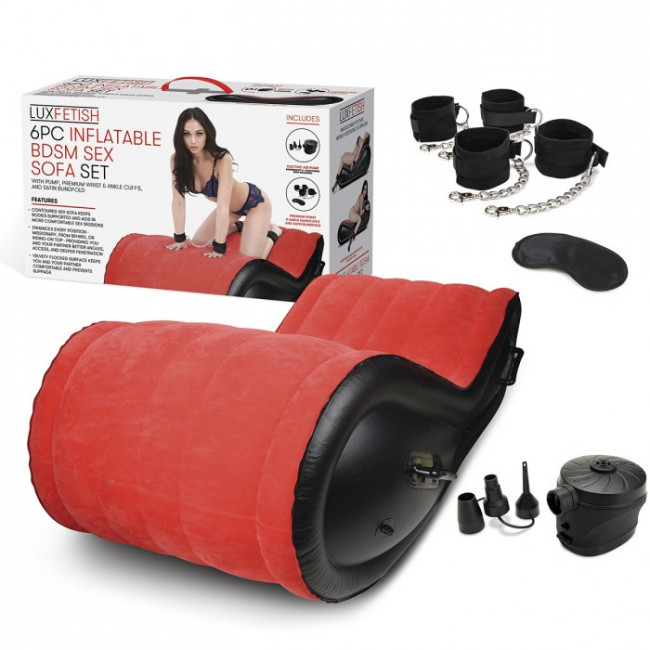 Надувная секс-софа с фиксаторами для БДСМ-игр Надувная секс-софа с фиксаторами для БДСМ-игр