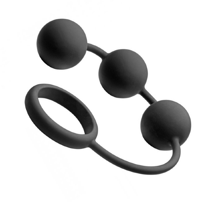 Кольцо с на пенис с анальными шарами