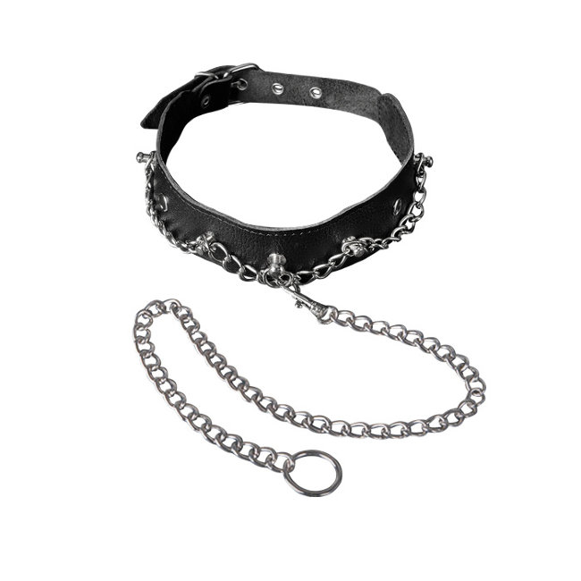 Ошейник из кожи с поводком 