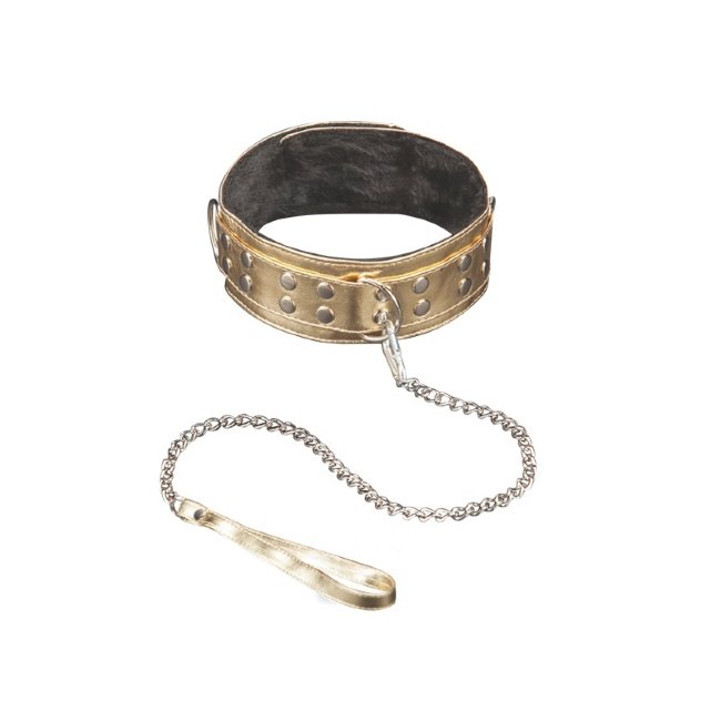Ошейник с мехом и цепочкой-поводком