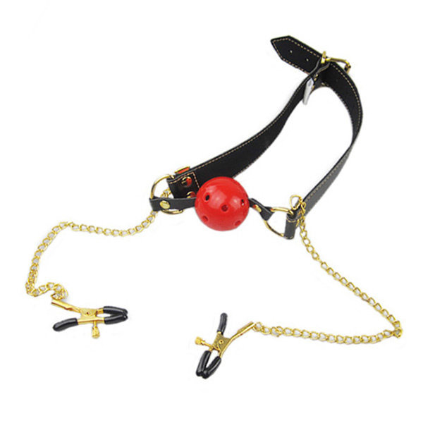 Кляп шар с прищепками на соски