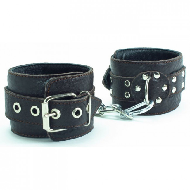 Мягкие кожаные наручники на цепи
