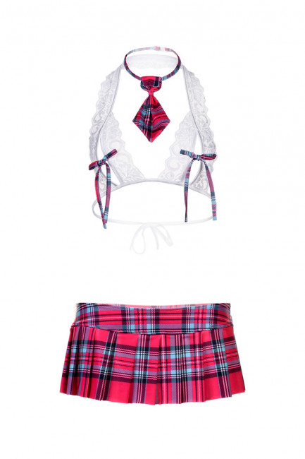 Секси костюм школьницы с мини юбкой в клетку Секси костюм школьницы с мини юбкой в клетку