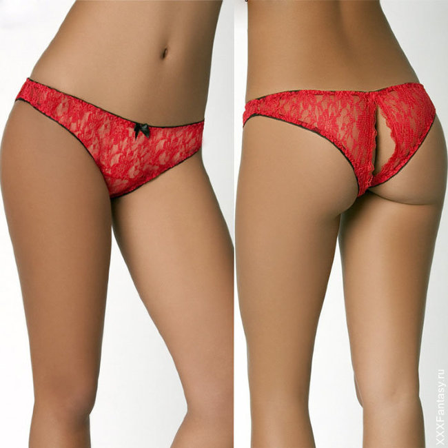 Красные кружевные трусики с доступом Красные кружевные трусики с доступом