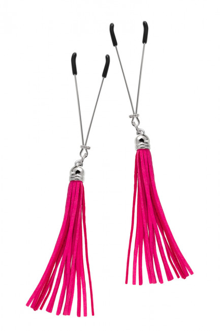 Зажимы-вилки с кисточками из замши для сосков Зажимы-вилки с кисточками из замши для сосков