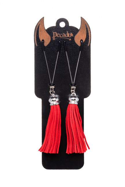 Зажимы-вилки с кисточками из замши для сосков Зажимы-вилки с кисточками из замши для сосков