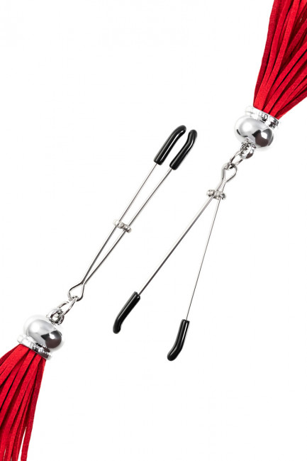 Зажимы-вилки с кисточками из замши для сосков Зажимы-вилки с кисточками из замши для сосков