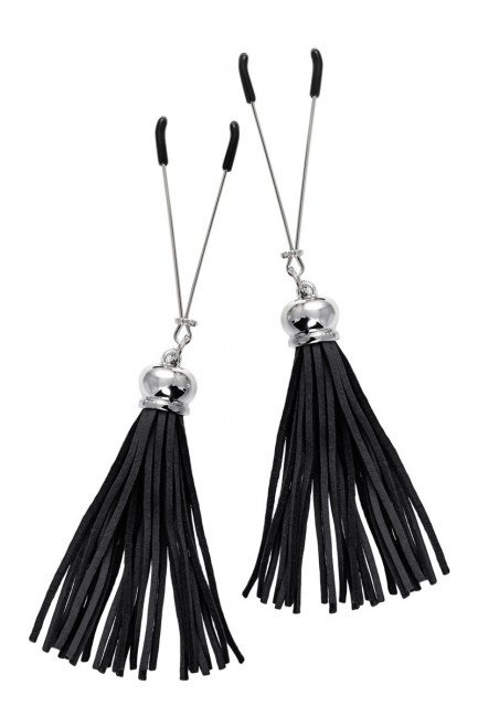 Зажимы-вилки с кисточками из замши для сосков Зажимы-вилки с кисточками из замши для сосков