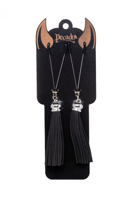 Зажимы-вилки с кисточками из замши для сосков Зажимы-вилки с кисточками из замши для сосков