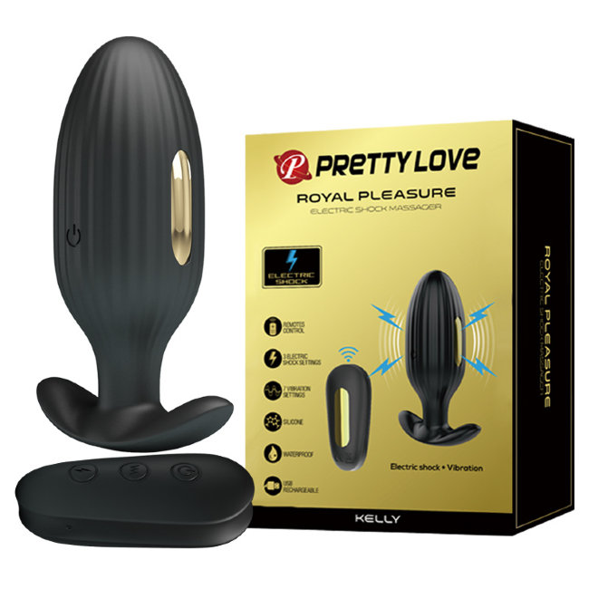 Анальная вибропробка с электростимуляцией и пультом ДУ