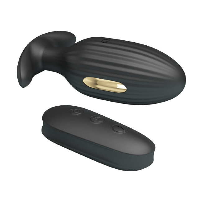 Анальная вибропробка с электростимуляцией и пультом ДУ