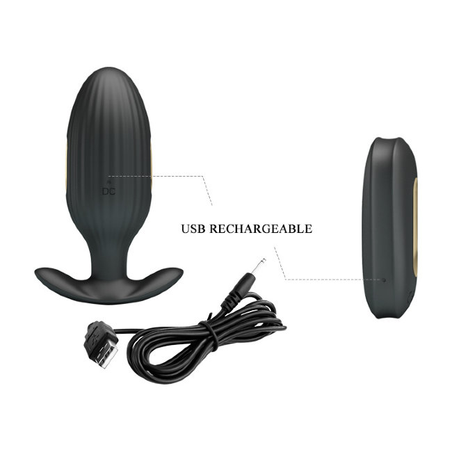 Анальная вибропробка с электростимуляцией и пультом ДУ