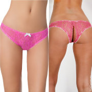 Розовые кружевные трусики с доступом