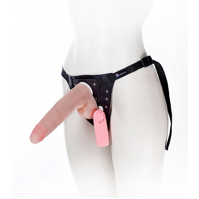Унисекс страпон пояс с реалистичным виброфаллосом