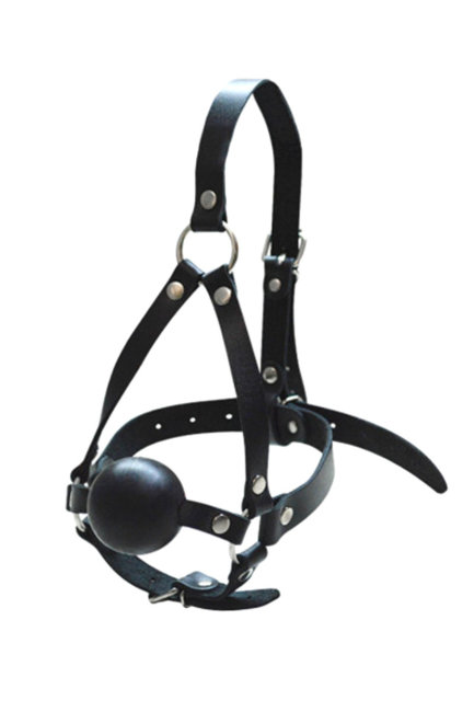 Кляп-шар черный с фиксацией-сбруей на голову Кляп-шар черный с фиксацией-сбруей на голову