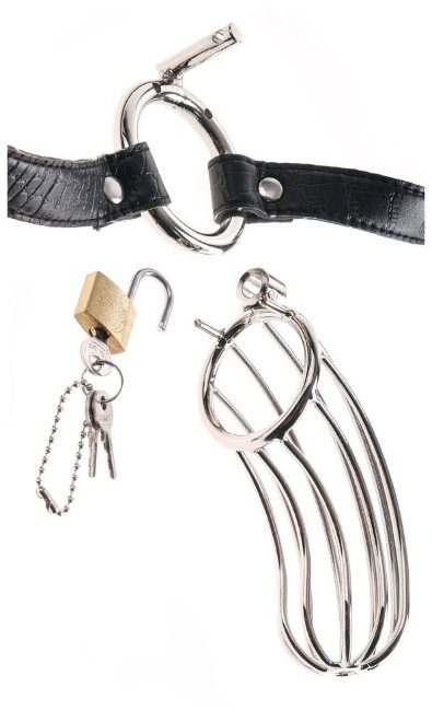 Металлический пояс верности для мужчин на ремне