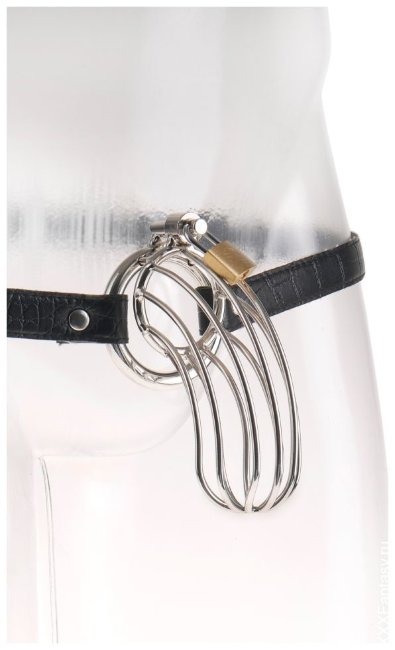 Металлический пояс верности для мужчин на ремне