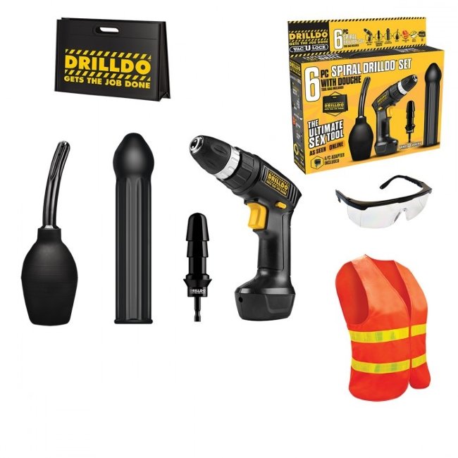 Большой набор со ребристым членом и секс шуроповертом 7 предметов